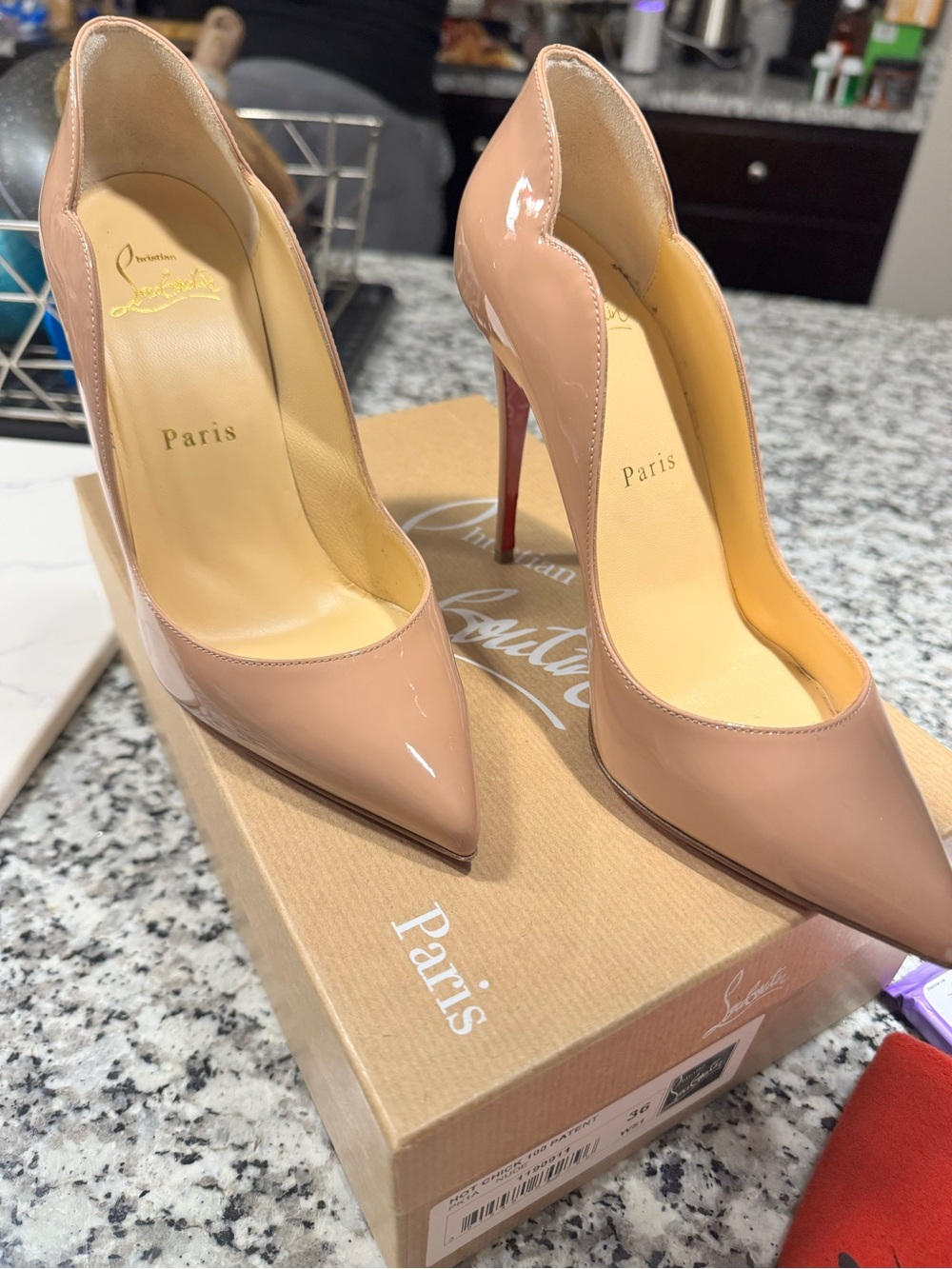 Christian Louboutin Blush Patent Leather Pointed Toe Pumps